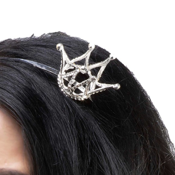 Crystal Mini Crown Headband Womens or Girls Silver Tone Headpiece OS NNT - Picture 3 of 5